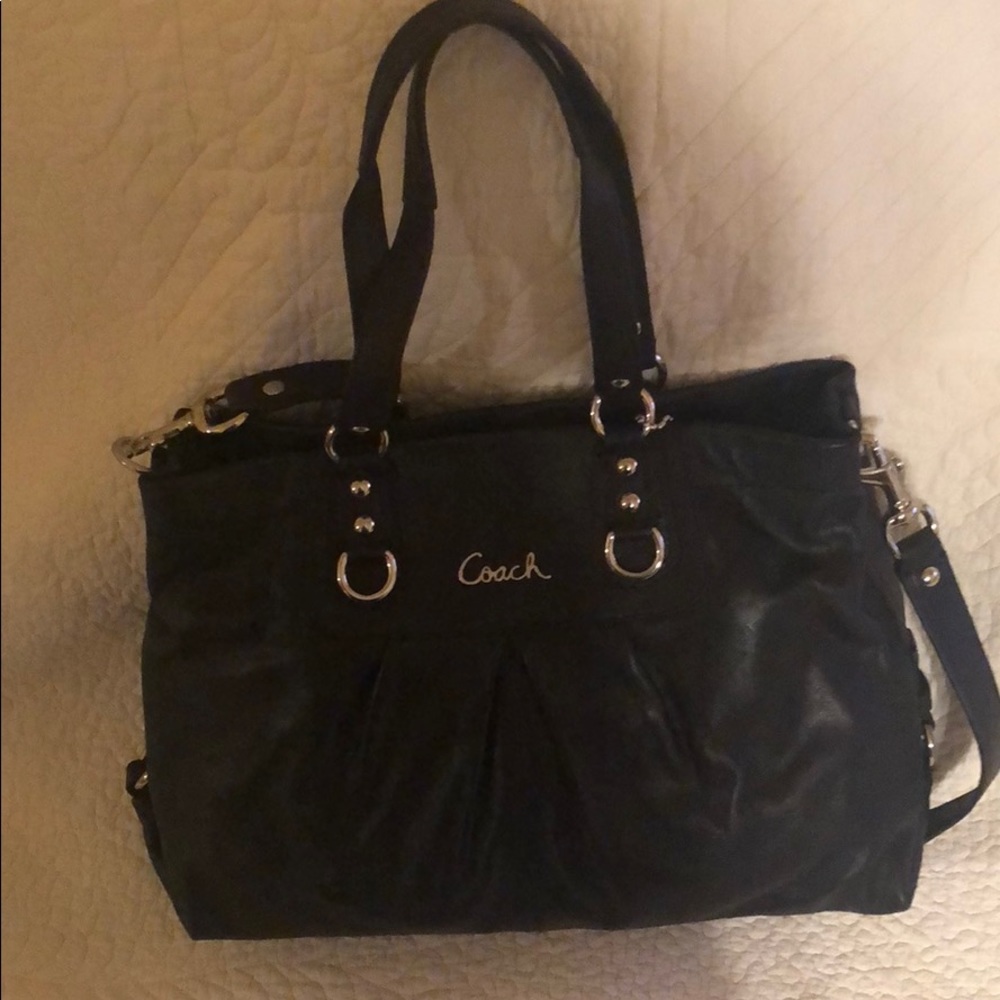 Coach Black Leather Ashley Carryall